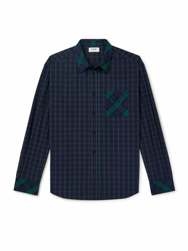 Photo: CELINE - Checked Cotton Shirt - Blue