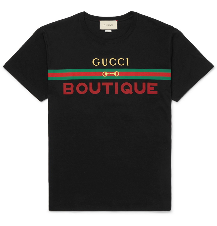 Photo: Gucci - Logo-Print Cotton-Jersey T-Shirt - Black