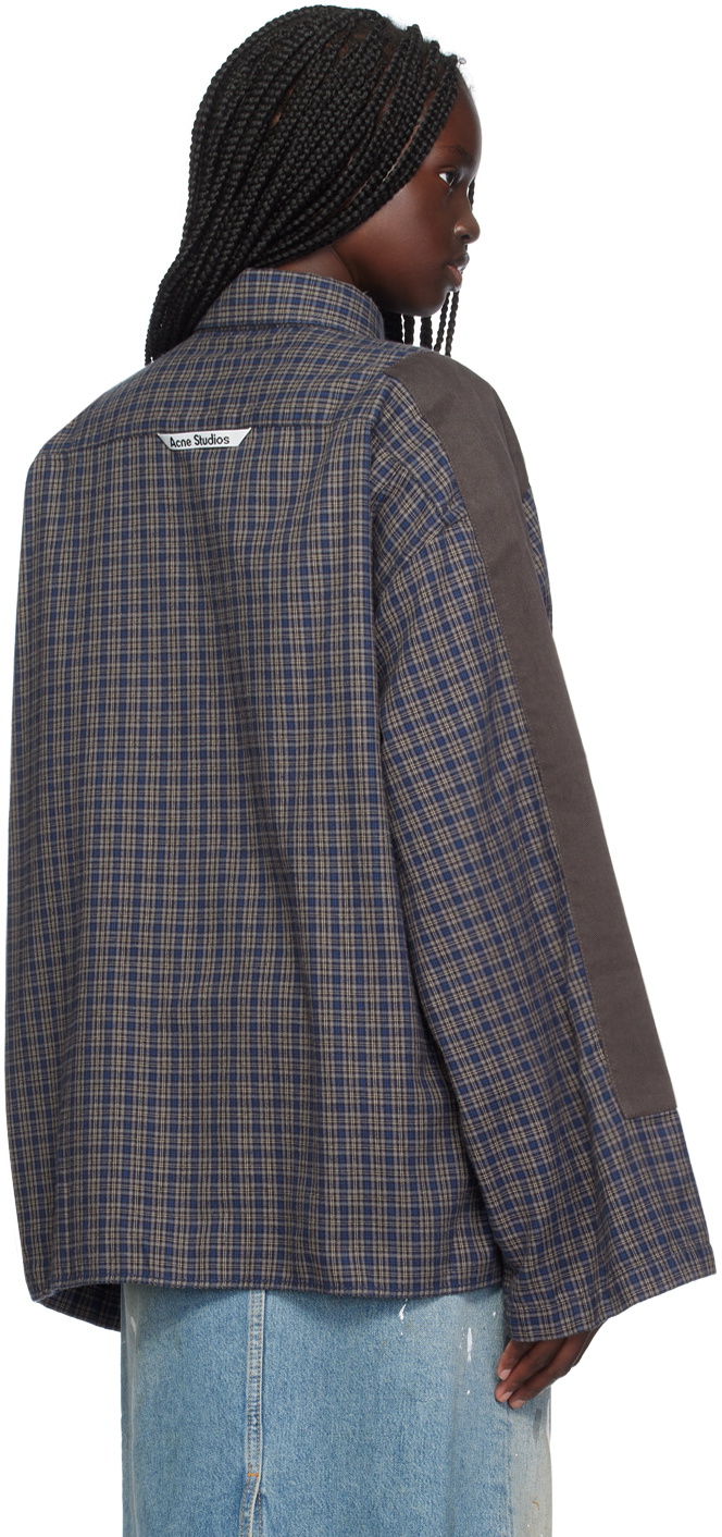 Acne Studios Black & Navy Check Button-Up Shirt Acne Studios