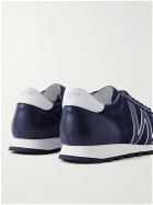 J.M. Weston - On My Way Leather-Trimmed Velour Sneakers - Blue