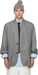 Hed Mayner Gray Striped Herringbone Blazer
