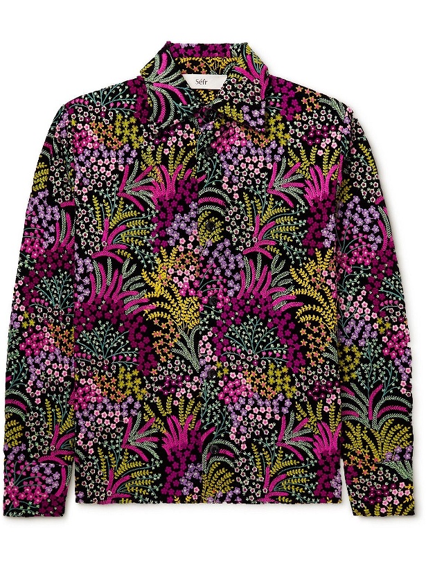 Photo: Séfr - Halva Embroidered Velvet Overshirt - Multi