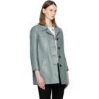 Chloé Blue Single-Breasted Long Leather Jacket