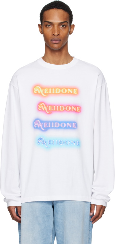 Photo: We11done White Neon Logo Long-Sleeved T-shirt