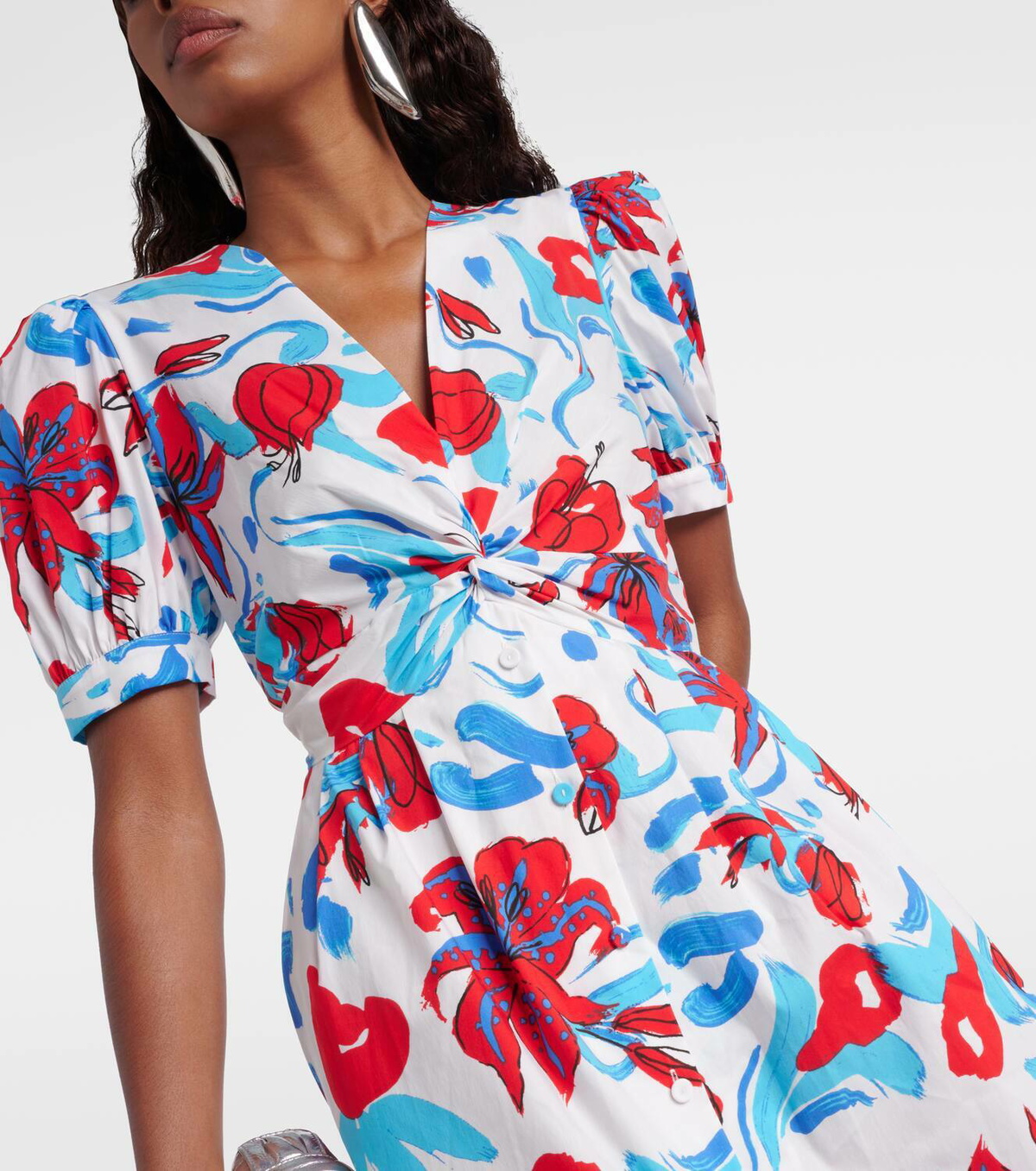DVF ワンピース Heather floral cotton-blend midi dress952494 Diane von Furstenberg Heather floral cotton-blend midi dress