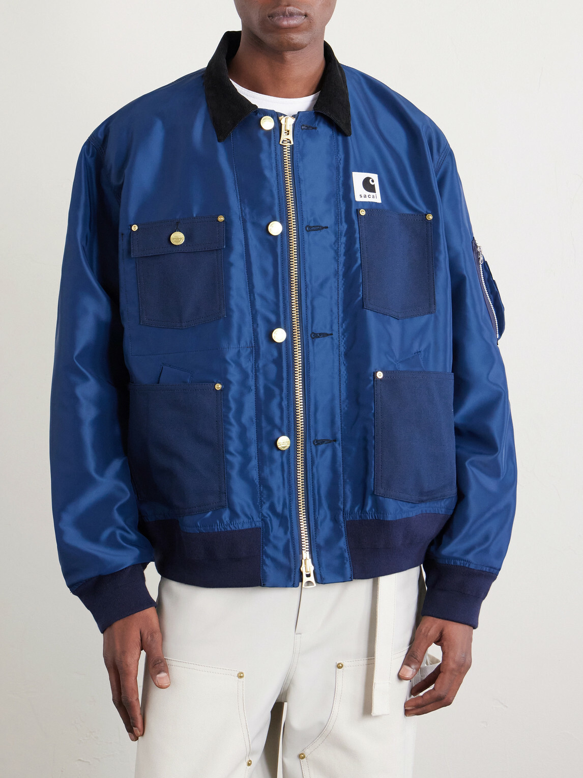 Sacai - Carhart WIP Padded Shell and Cotton-Twill Bomber Jacket - Blue