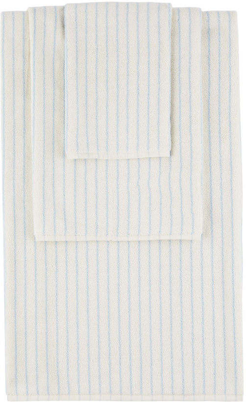 Photo: Tekla Off-White Striped Three-Piece Towel Set
