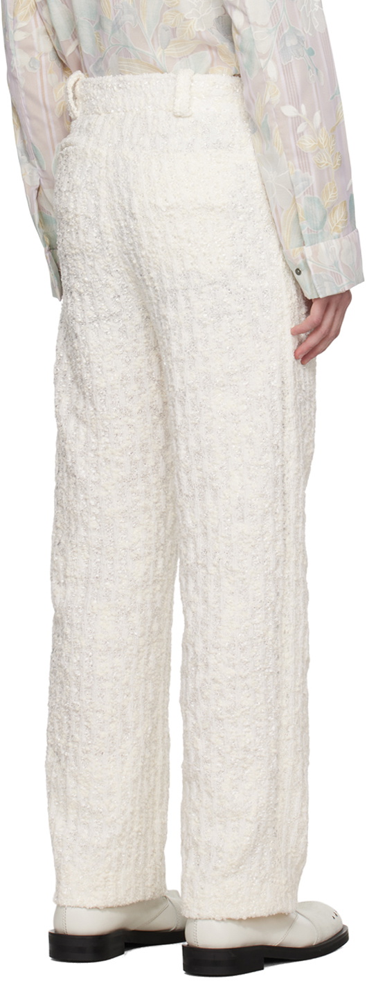 young n sang Off-White Check Trousers