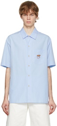 Gucci Blue Embroidered Graphic Short Sleeve Shirt
