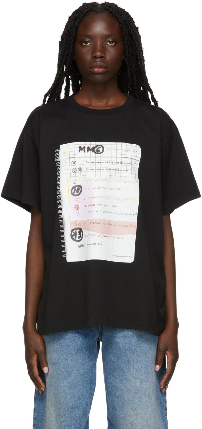 MM6 Maison Margiela Black Notebook Graphic T-Shirt MM6 Maison Margiela