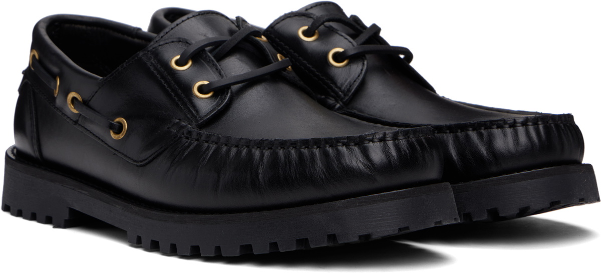 Ernest W. Baker Black Leather Boat Shoes