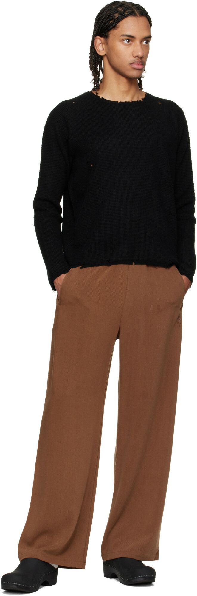 Second/Layer Black Pullover Waffle Knit Friends Sweater