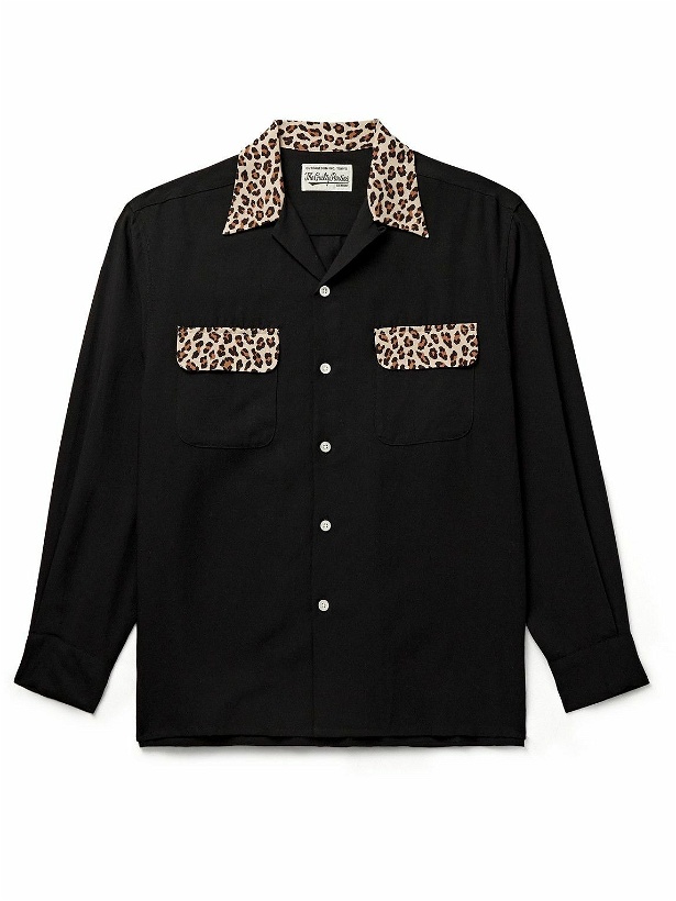 Photo: Wacko Maria - Convertible-Collar Leopard Print-Trimmed TENCEL™ Lyocell Shirt - Black
