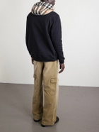 Burberry - Checked Cotton-Jersey Zip-Up Hoodie - Black