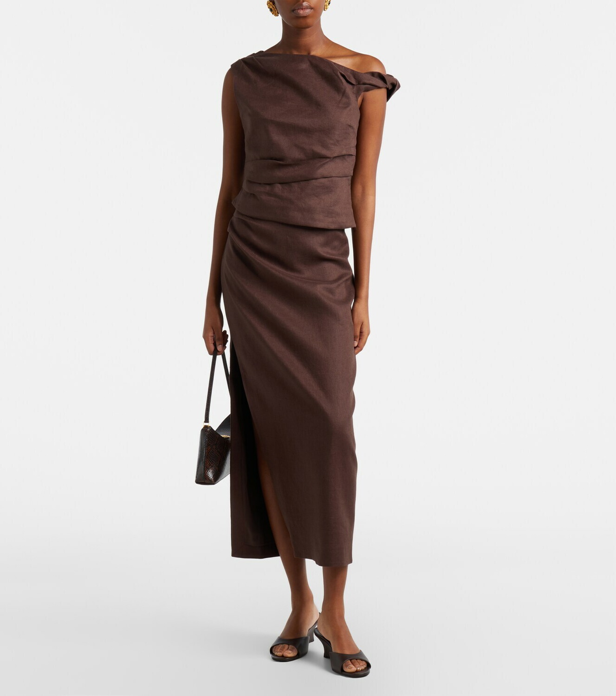 SIR Linen midi skirt