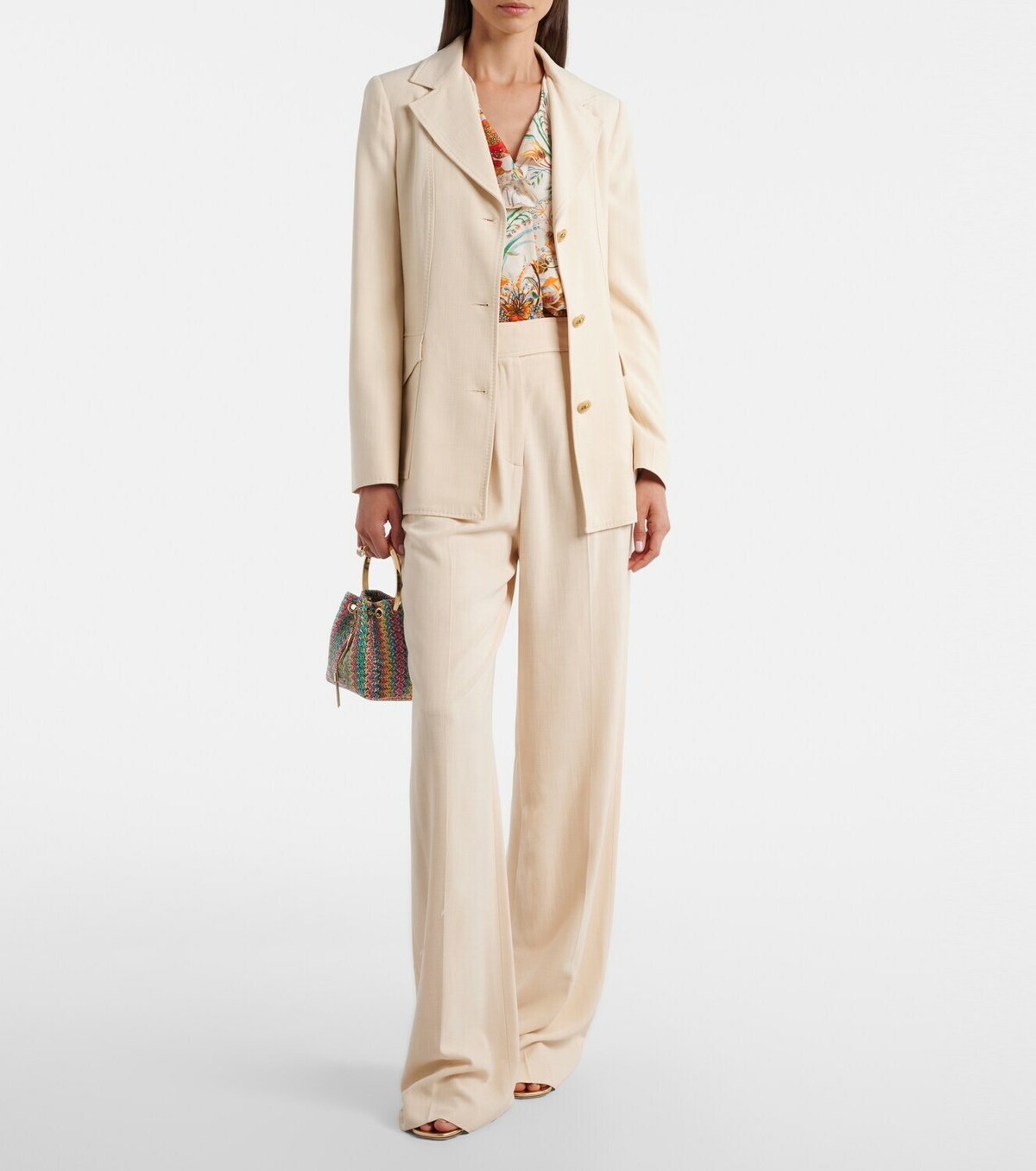 Jimmy Choo Bon Bon Small raffia-effect bucket bag