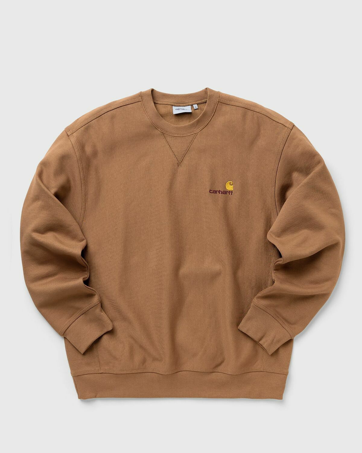 Carhartt Wip American Script Sweat Brown Mens Sweatshirts Carhartt WIP