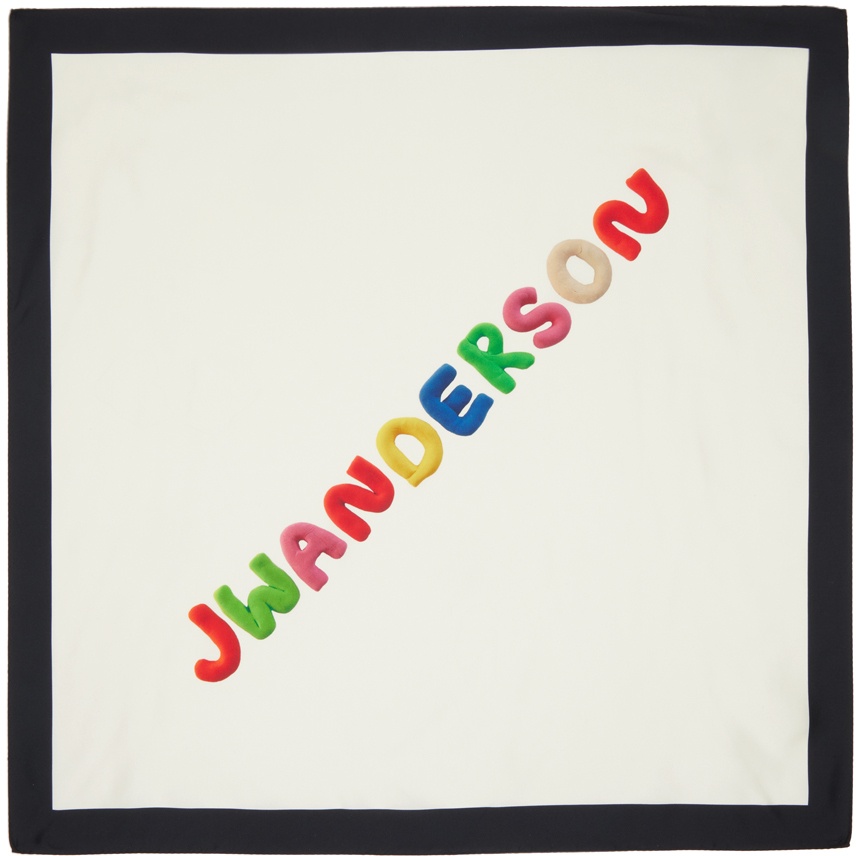 Photo: JW Anderson Off-White Silk Logo Scarf