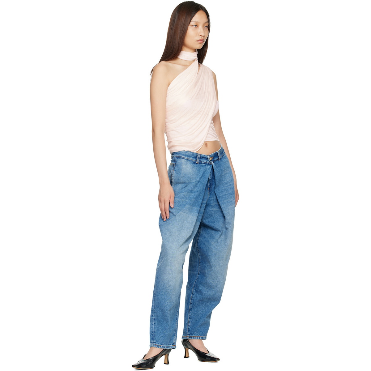 BALMAIN Blue Barrel-Leg Denim Jeans