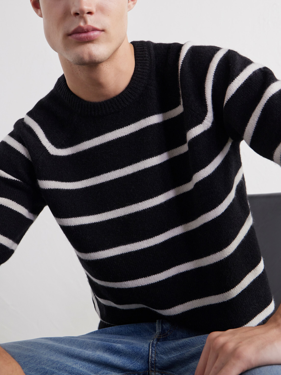 TOTEME - Striped Alpaca and Cashmere-Blend Sweater - Black