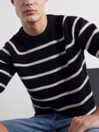 TOTEME - Striped Alpaca and Cashmere-Blend Sweater - Black