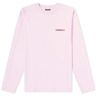 Jacquemus Men's Pavane Logo Long Sleeve T-Shirt in Pink Jelly Print