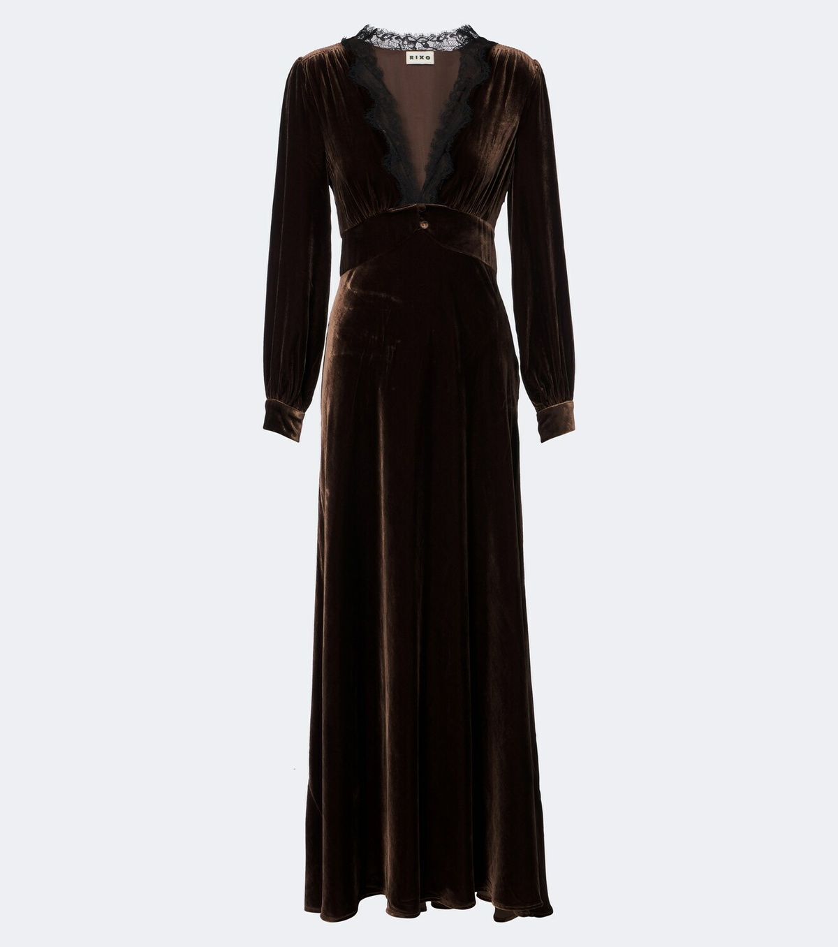Rixo Emory lace-trimmed velvet maxi dress