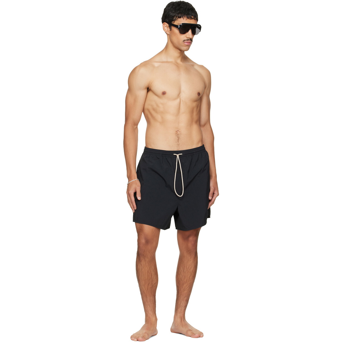 Fear of God ESSENTIALS Black Logo Patch Swim Shorts