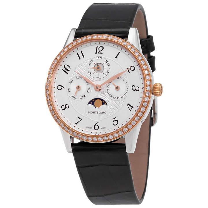 Photo: MontBlanc Boheme Perpetual Automatic Diamond Silver Dial Ladies Watch 113830