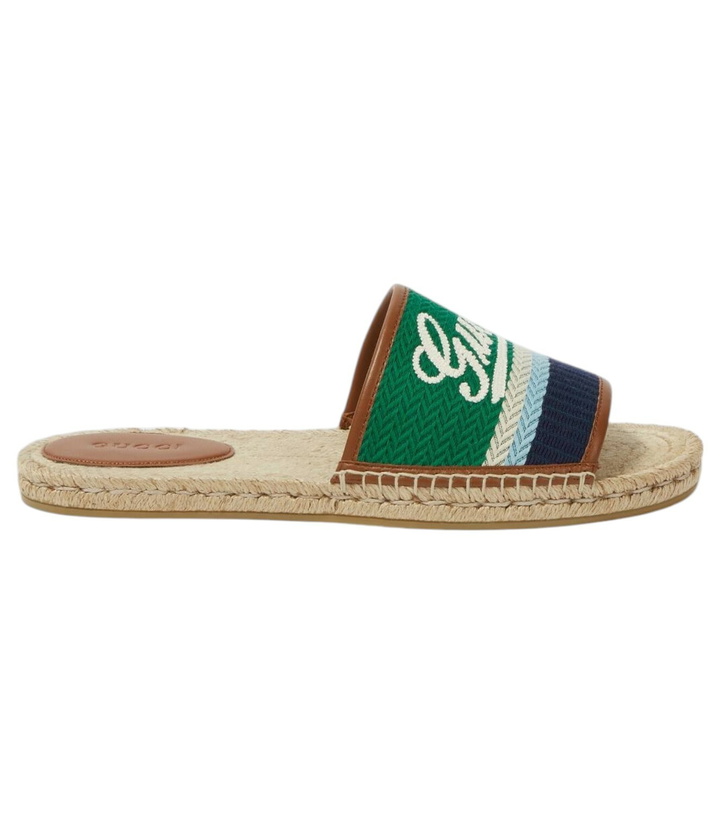 Photo: Gucci Logo leather-trimmed espadrilles slides