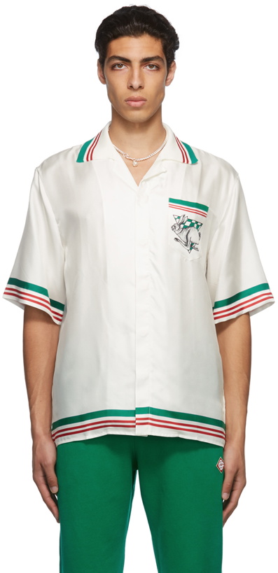 Photo: Casablanca White Knit Collar Sport Shirt