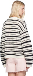 GANNI White & Black Striped Sweater