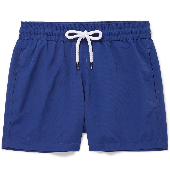 Photo: Frescobol Carioca - Slim-Fit Short-Length Swim Shorts - Blue