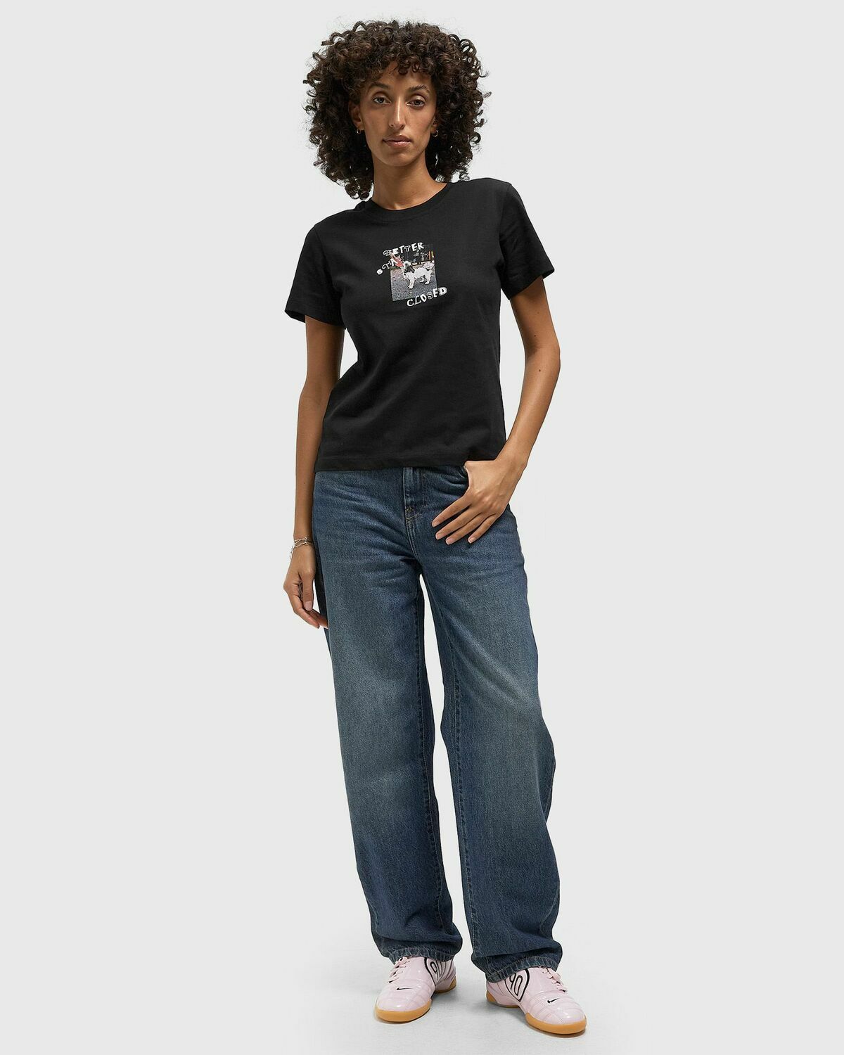 CLOSED PRINTED TEE Black Womens Shortsleefe