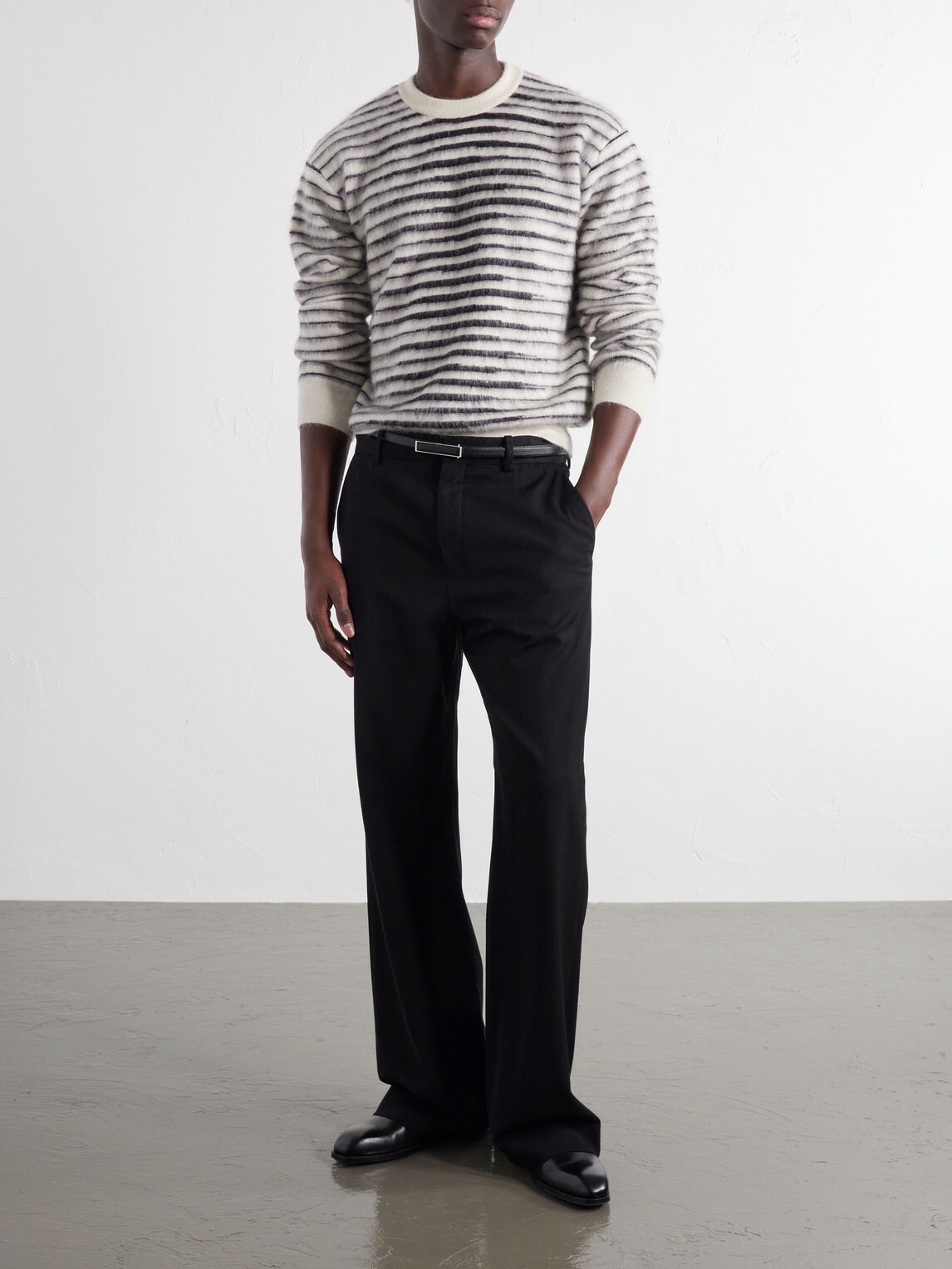 TOM FORD - Striped Mohair-Blend Sweater - White