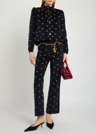 Rixo Nyla Floral-embroidered Fine Cord Jacket Navy