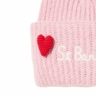 MC2 Saint Barth Girl Brushed And Ultra Soft Beanie With Hearts Appliqués