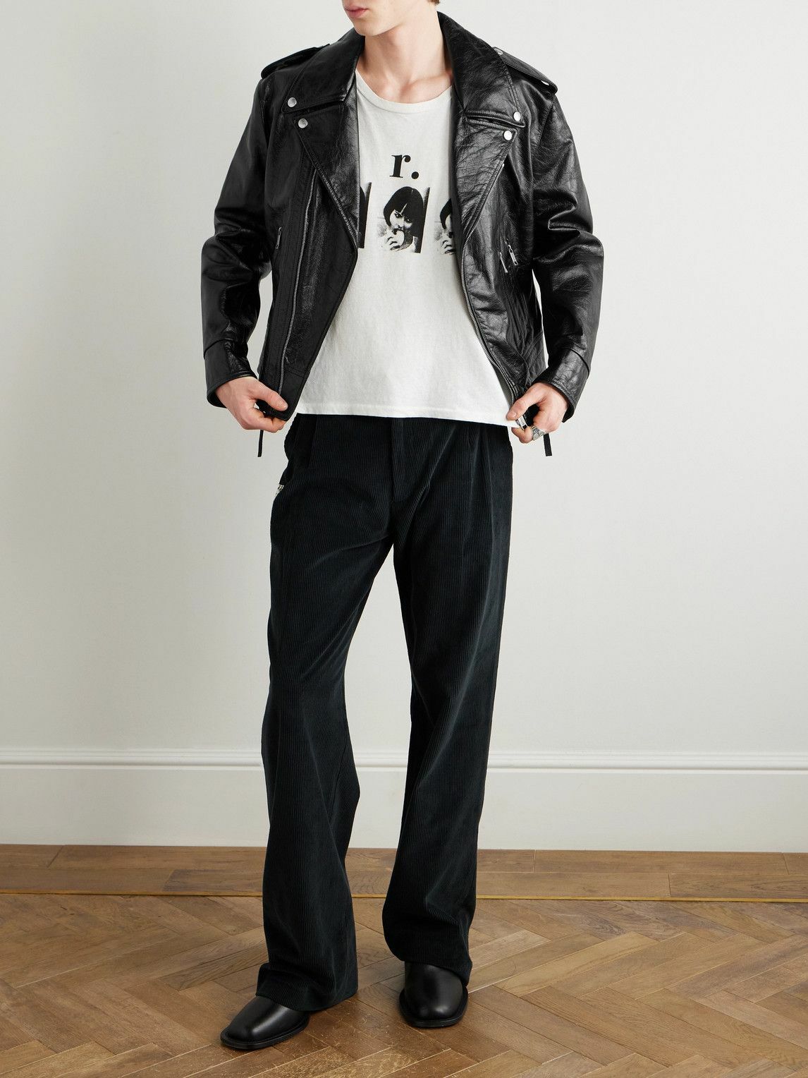 Enfants Riches Déprimés - Distressed Leather Biker Jacket - Black