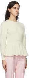 Alexander McQueen Off-White Wool Peplum Sweater