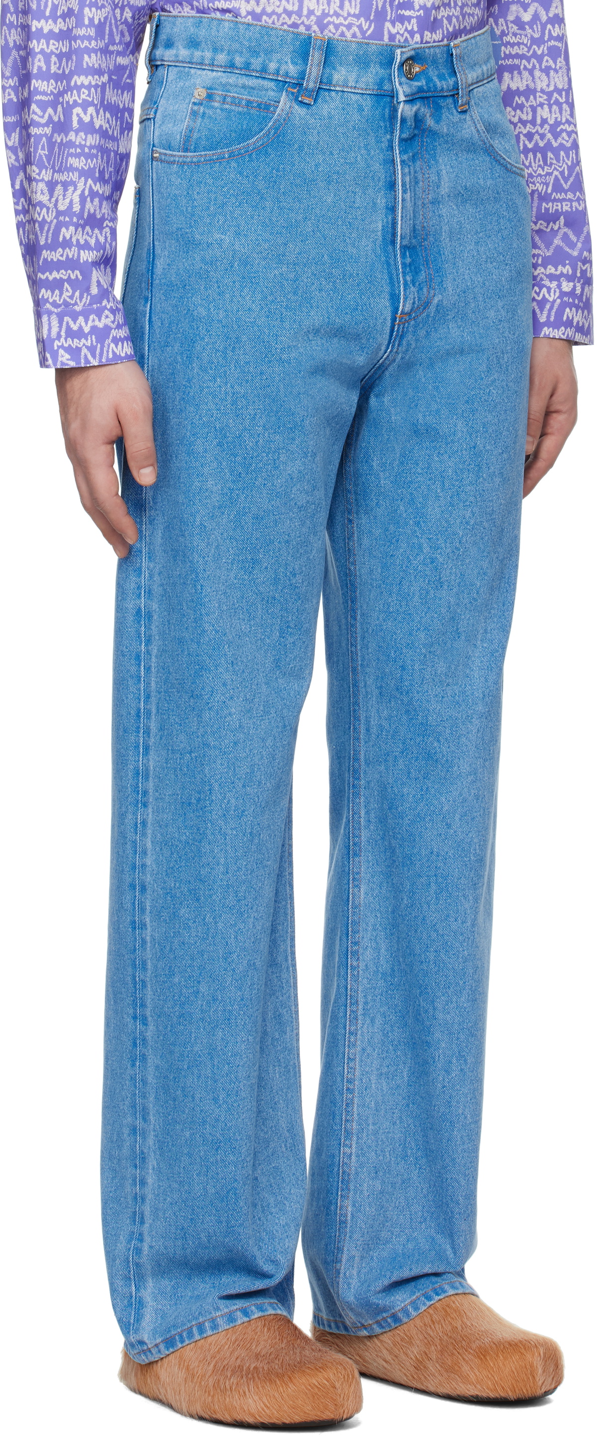 Marni Blue Organic Wide-Leg Jeans Marni