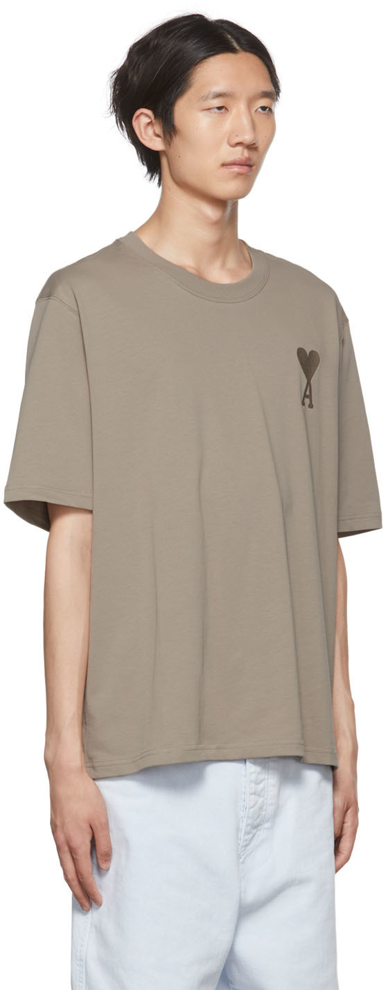 AMI Paris Taupe Ami de Cœur T-Shirt AMI