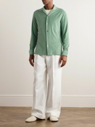 Zegna - Camp-Collar Cotton and Silk-Blend Terry Shirt - Green