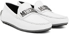 Moschino White Driver Loafers