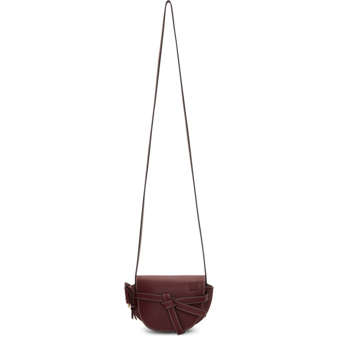 Loewe Gate Pocket Leather Shoulder Bag In Rust Color