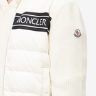 Moncler Men's Logo Stripe Down Zip Jacket in Off-White