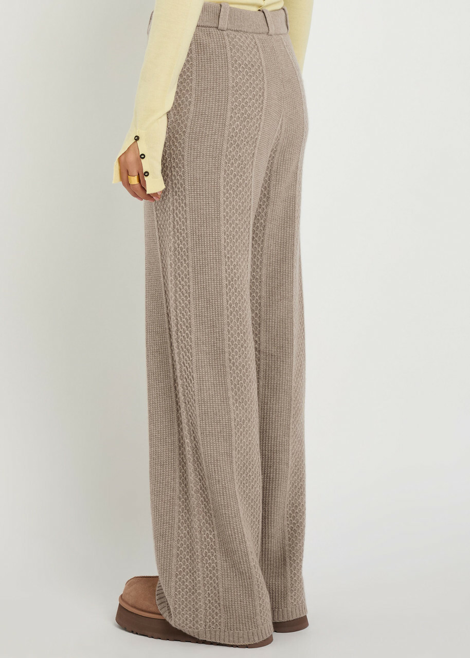 Guest In Residence Tailored Cable Wool and Cashmere-blend Trousers Taupe
