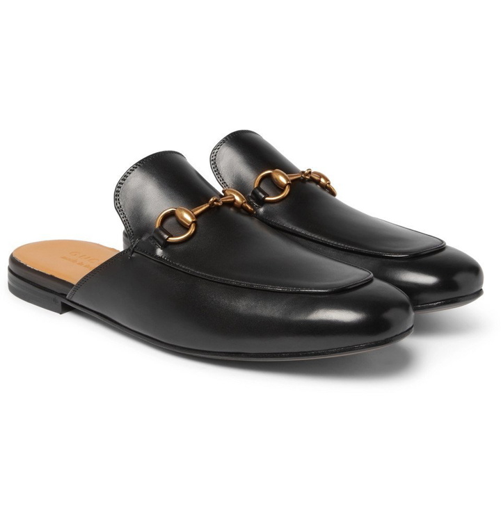 Photo: Gucci - Kings Horsebit Leather Backless Loafers - Men - Black
