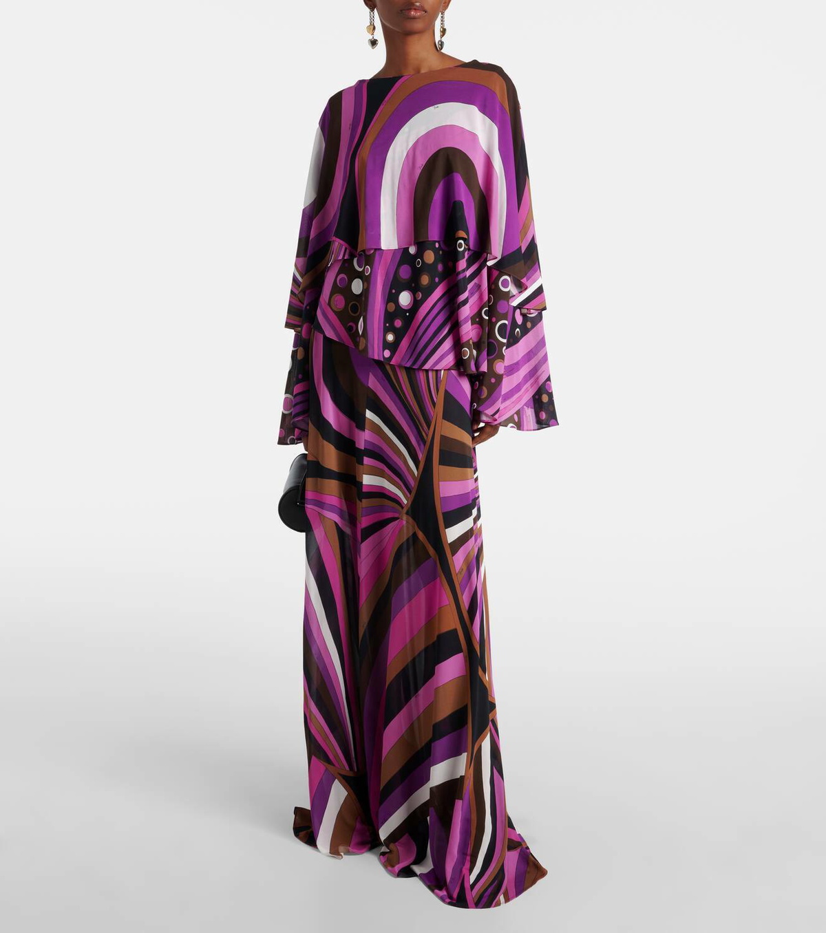 chinese dress ladies Emilio Pucci Marmo-print Tulle Maxi Dress