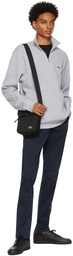 Lacoste Grey Cotton Quarter-Zip Sweatshirt