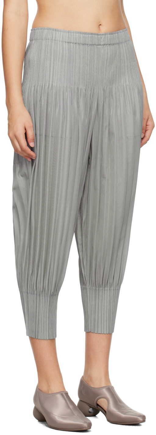 Pleats Please Issey Miyake Gray Fluffy Basics Trousers Pleats